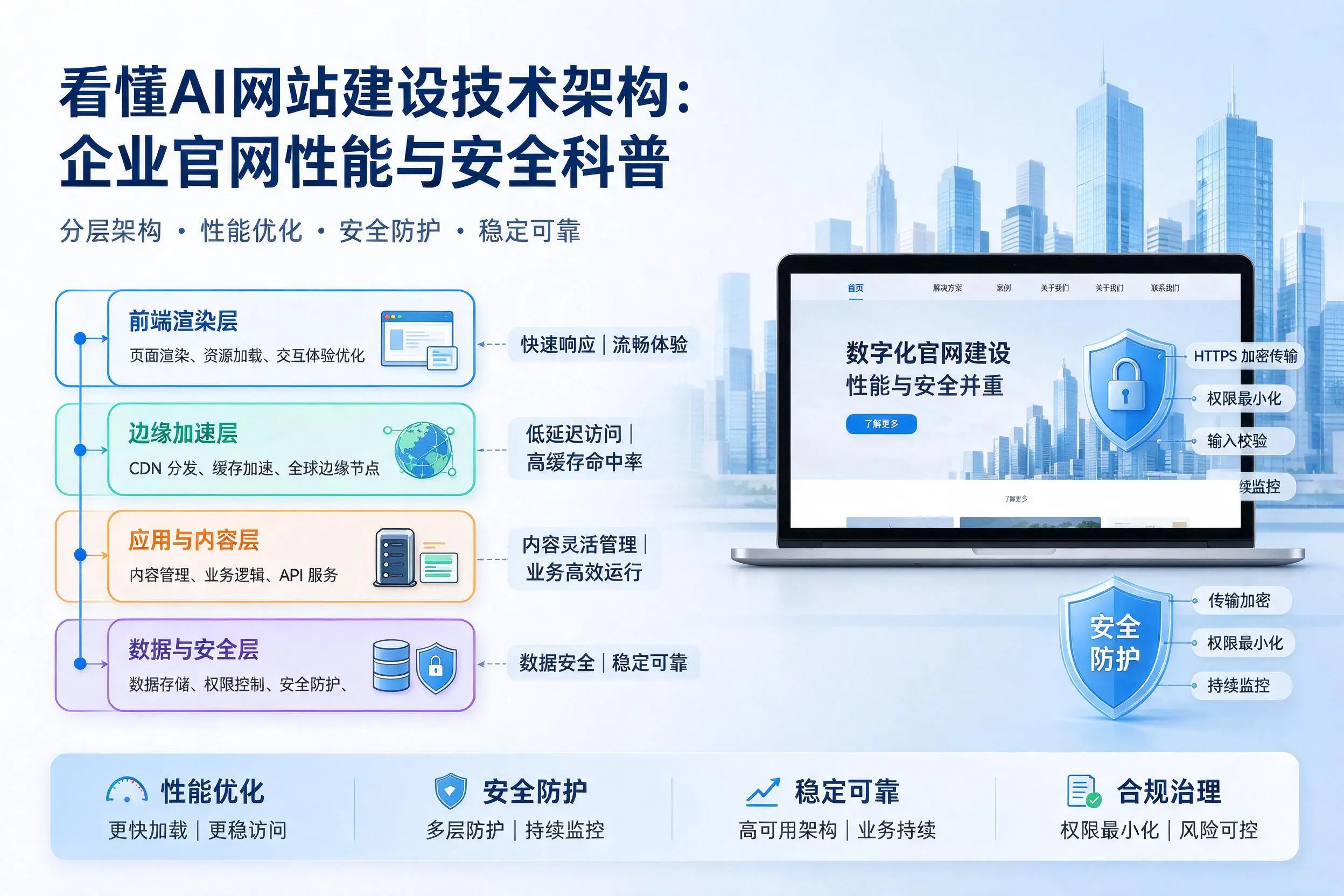 看懂AI网站建设技术架构：池州企业官网性能与安全科普